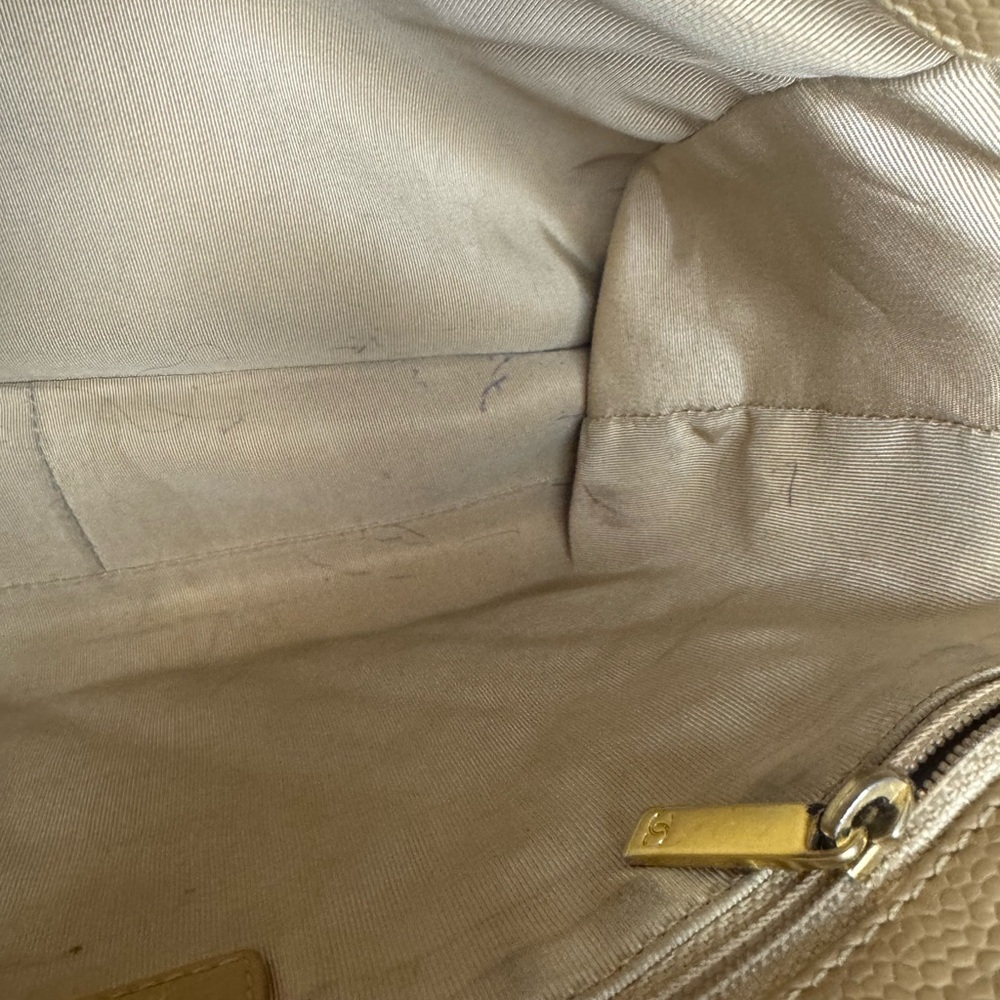 CHANEL Quilted Caviar Leather Beige Shopping Tote - Picture 9 of 16